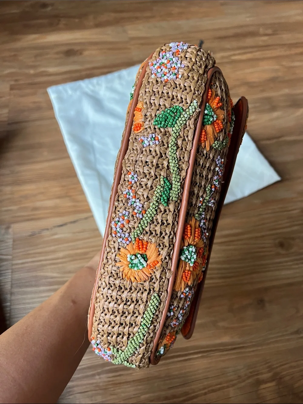 STAUD Tommy Beaded Bag Raffia - Picture 8 of 16